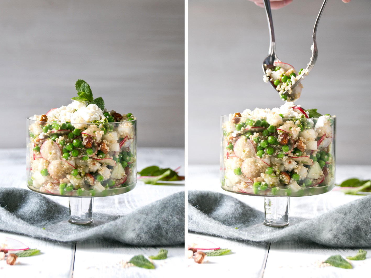 quinoa salat mit Erbsen und feta