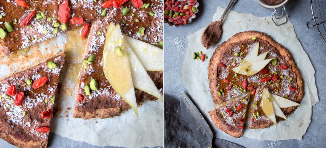 Süße Pizza mit Nusscreme und Keksboden