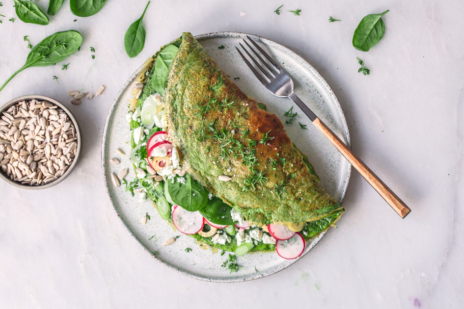 Grünes Spinat-Omelette mit Feta