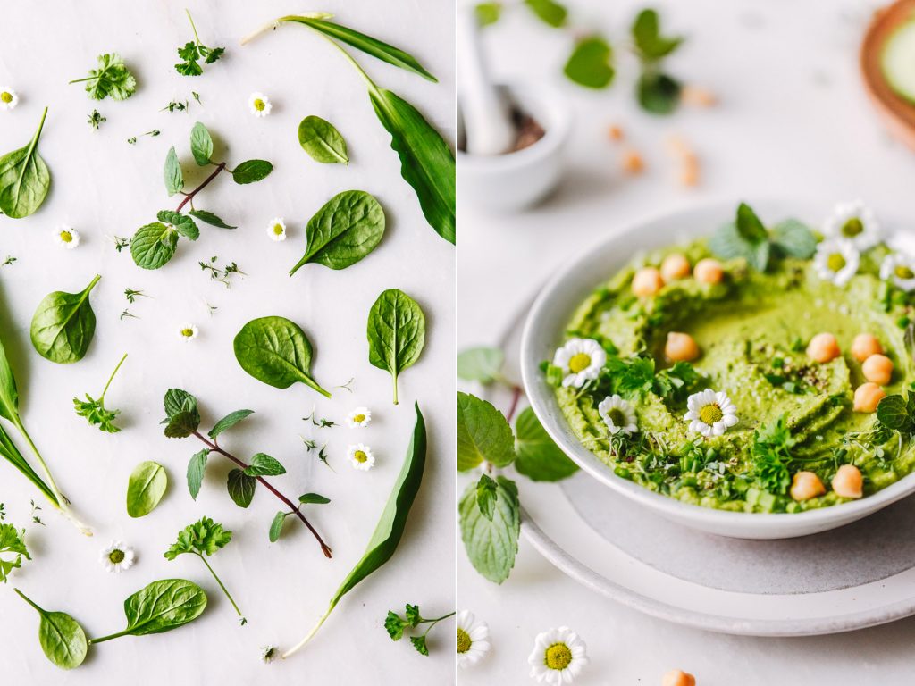 Frühlings-Hummus mit Kräutern