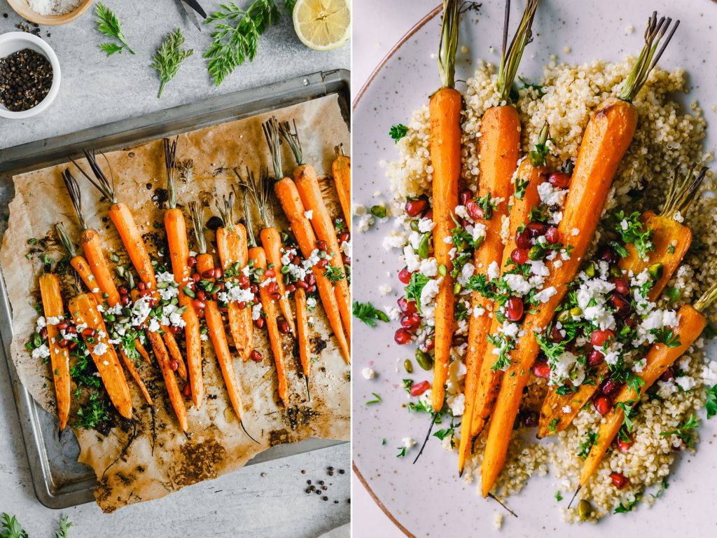 Gegrillte Möhren auf Quinoa mit Feta