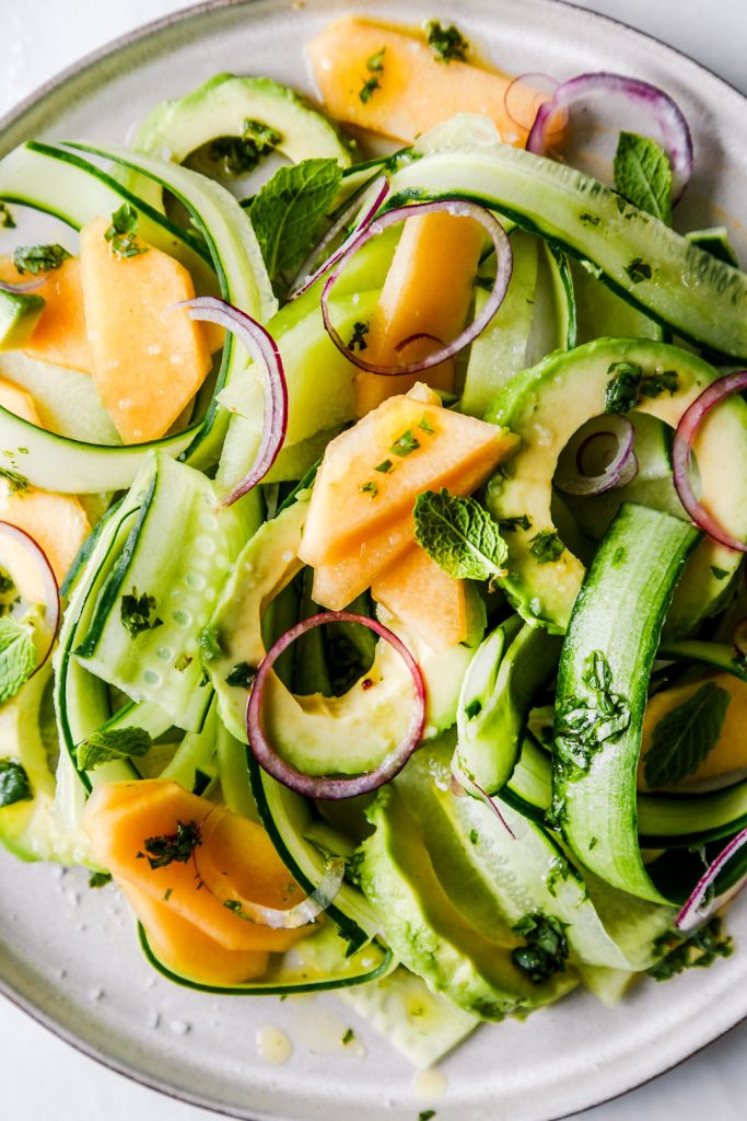 Veganer melonen gurken salat