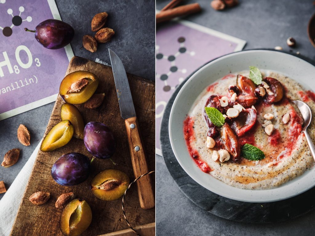 Grießbrei mit Zwetschgenkompott