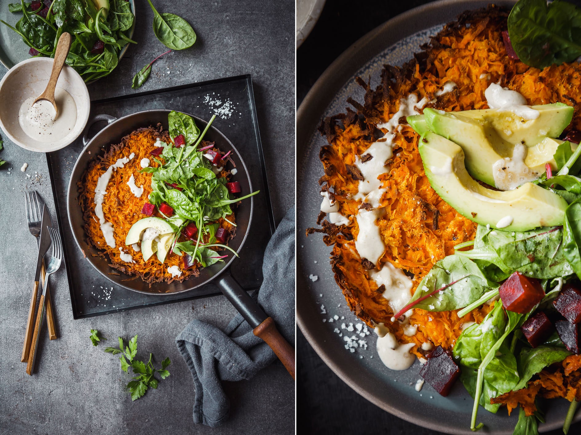 Süßkartoffel-Rösti aus der Pfanne