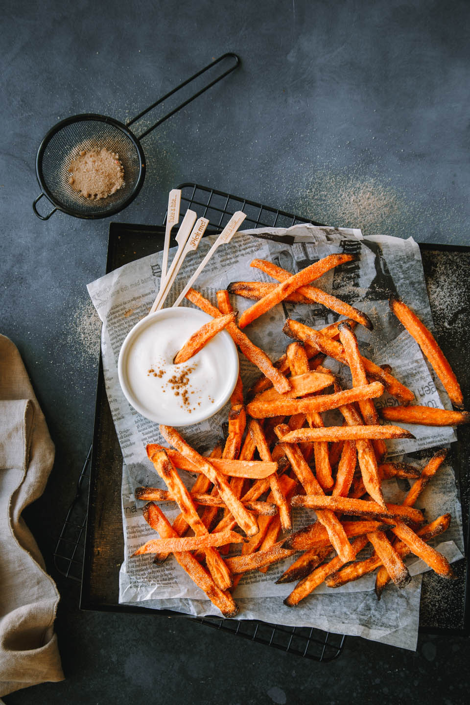 Süsskartoffelpommes mit Zimt und Zucker