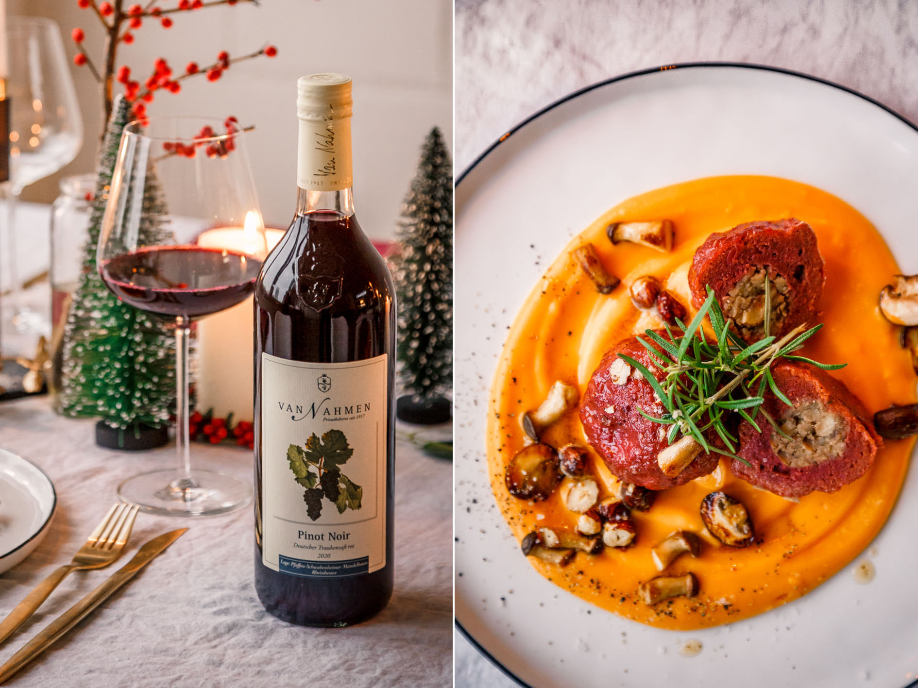 Weihnachtlicher Hauptgang mit Pinot Noir