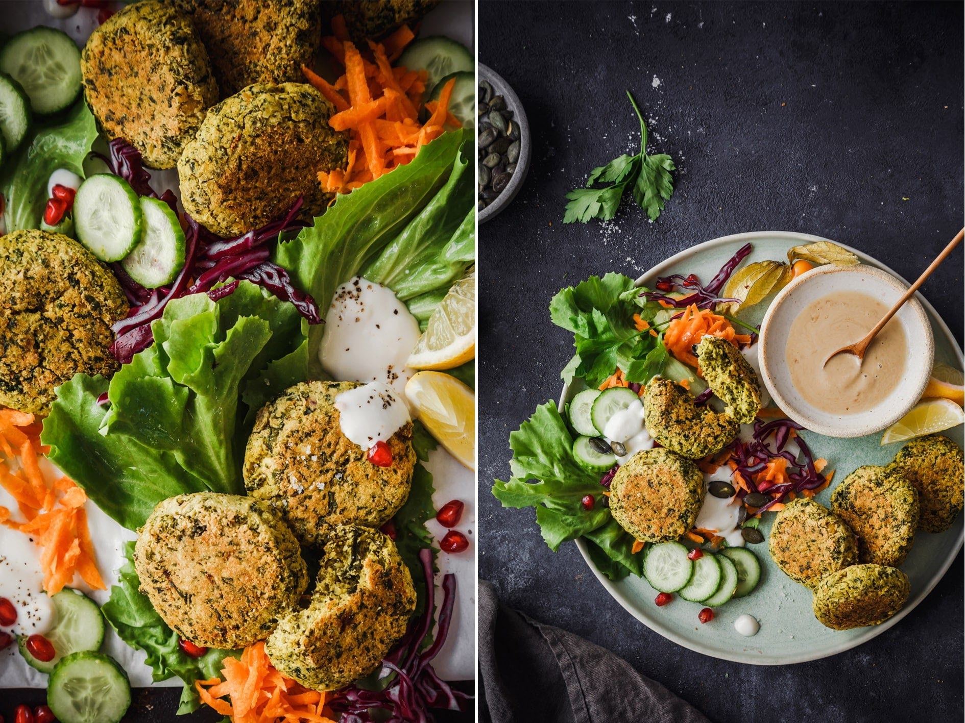 Grünkohlfalafel mit Gemüse
