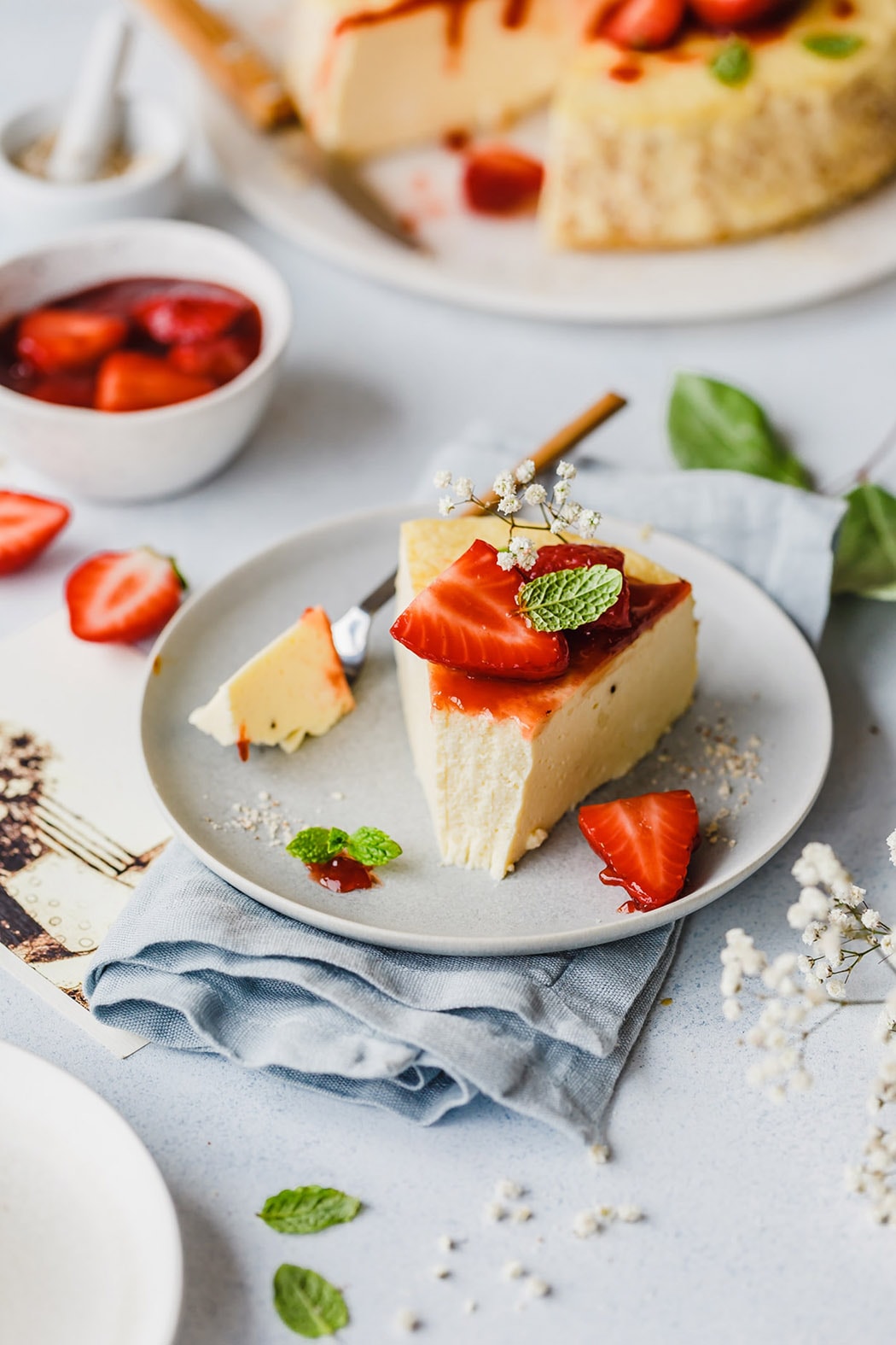 Stück Erdbeer Cheesecake