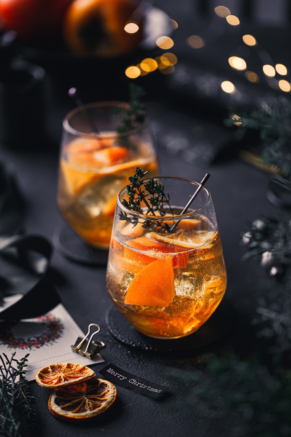 Kaki Gin Cocktail mit Orange